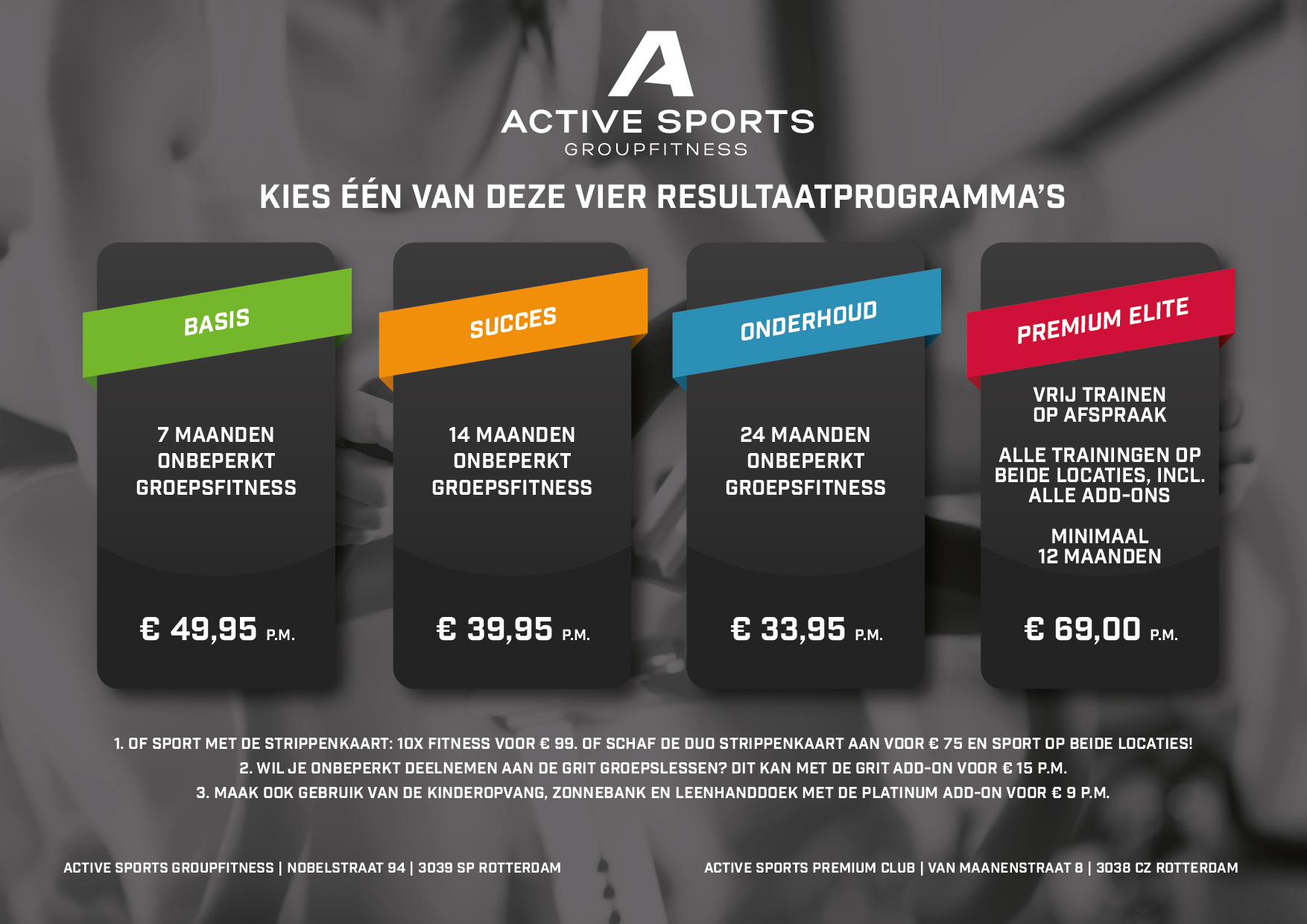 Active Sports Premium Club Tarieven